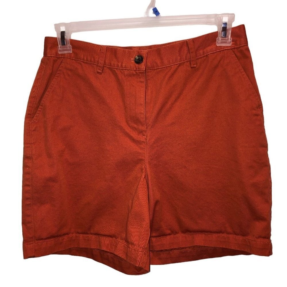 Lauren Ralph Lauren Womens Petite Size 10P Rust Orange High Waisted Chino Shorts